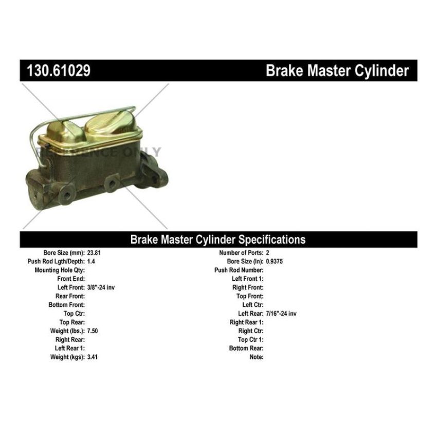 CENTRIC PARTS 130.61029 Centric Premium Brake Master Cylinder