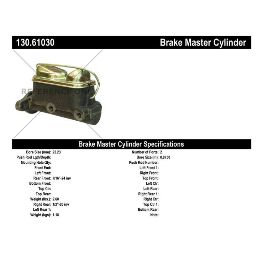 CENTRIC PARTS 130.61030 Centric Premium Brake Master Cylinder