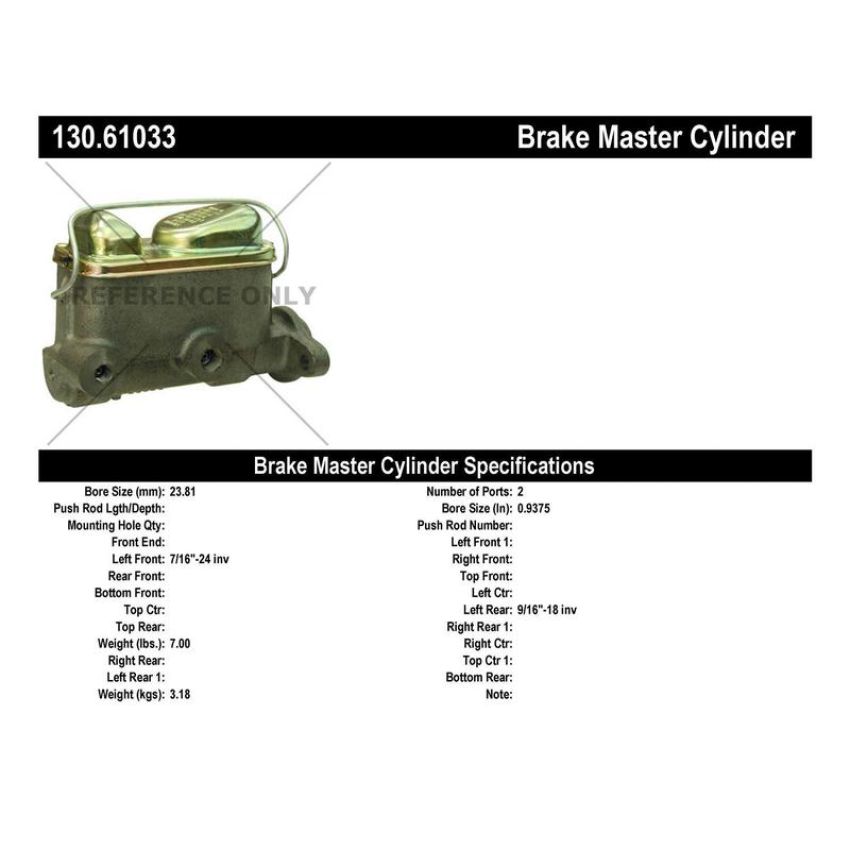 CENTRIC PARTS 130.61033 Centric Premium Brake Master Cylinder