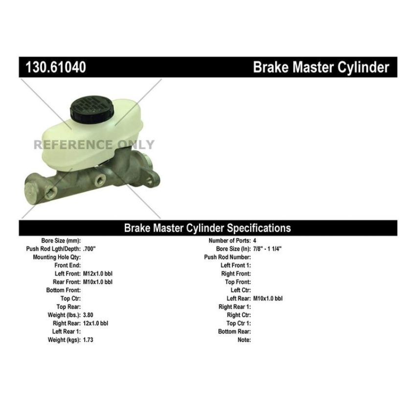 CENTRIC PARTS 130.61040 Centric Premium Brake Master Cylinder