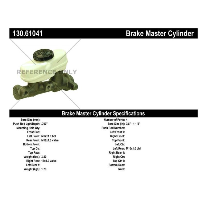 CENTRIC PARTS 130.61041 Centric Premium Brake Master Cylinder