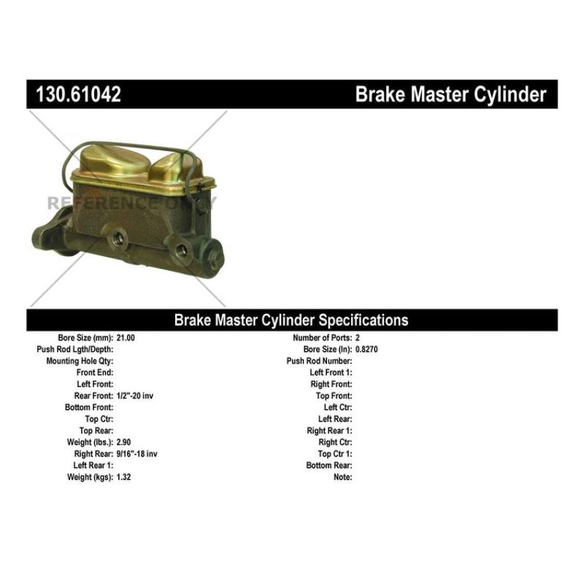 CENTRIC PARTS 130.61042 Centric Premium Brake Master Cylinder