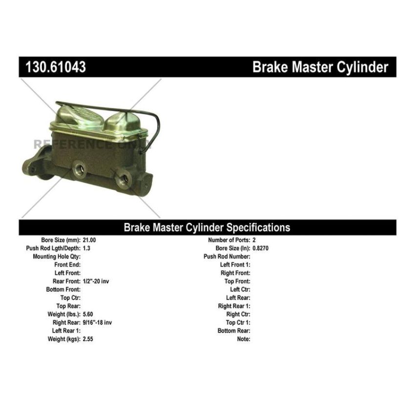 CENTRIC PARTS 130.61043 Centric Premium Brake Master Cylinder