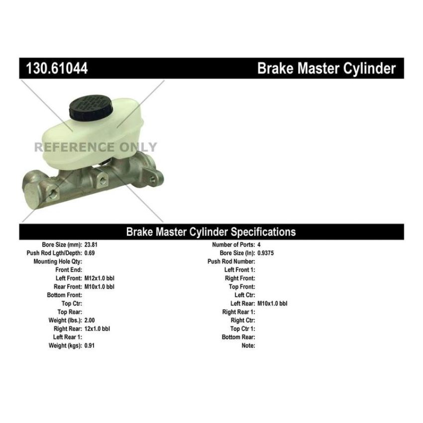 CENTRIC PARTS 130.61044 Centric Premium Brake Master Cylinder