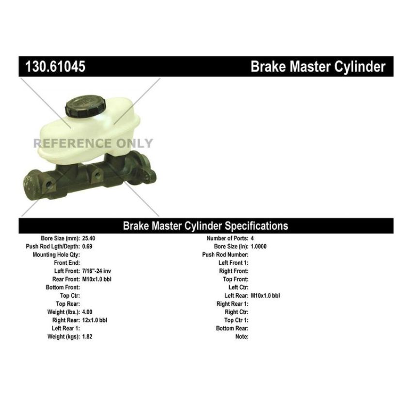 CENTRIC PARTS 130.61045 Centric Premium Brake Master Cylinder