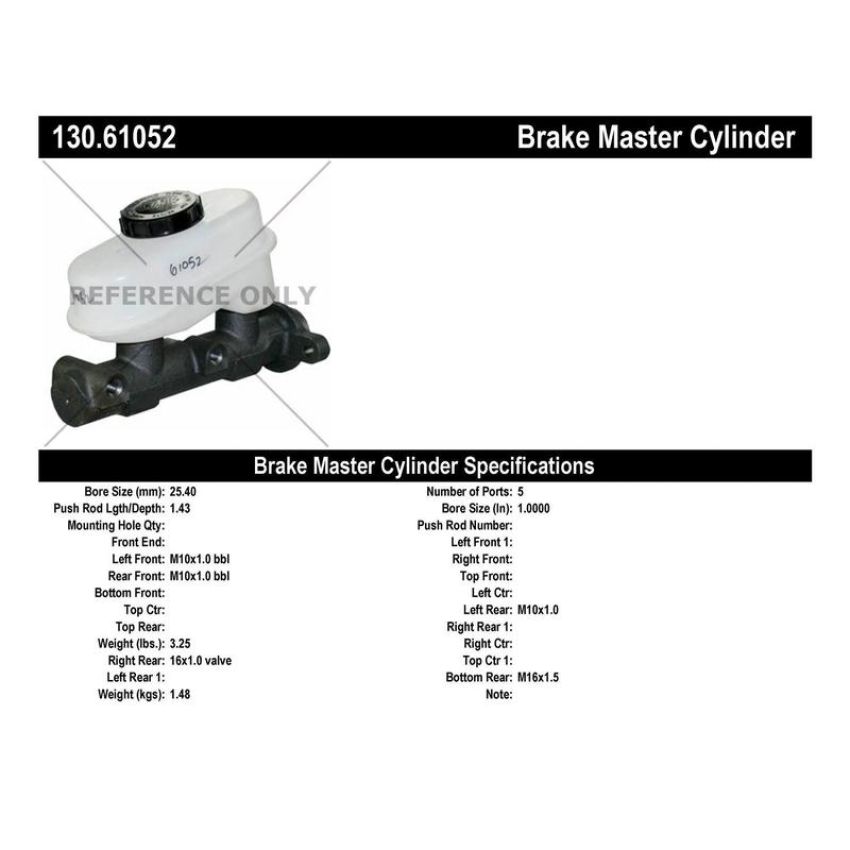 CENTRIC PARTS 130.61052 Centric Premium Brake Master Cylinder