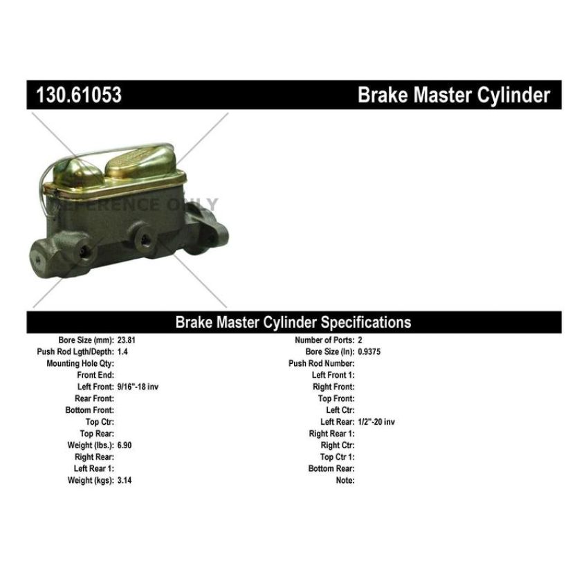 CENTRIC PARTS 130.61053 Centric Premium Brake Master Cylinder