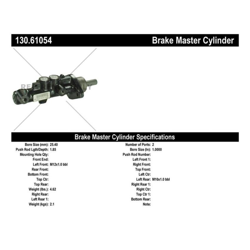 CENTRIC PARTS 130.61054 Centric Premium Brake Master Cylinder