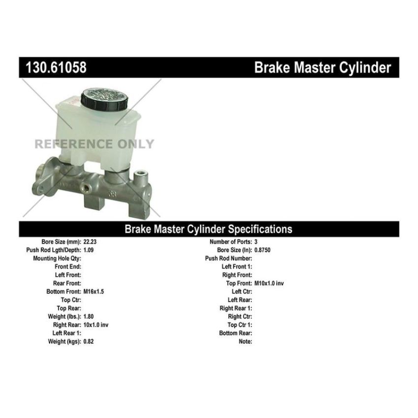 CENTRIC PARTS 130.61058 Centric Premium Brake Master Cylinder
