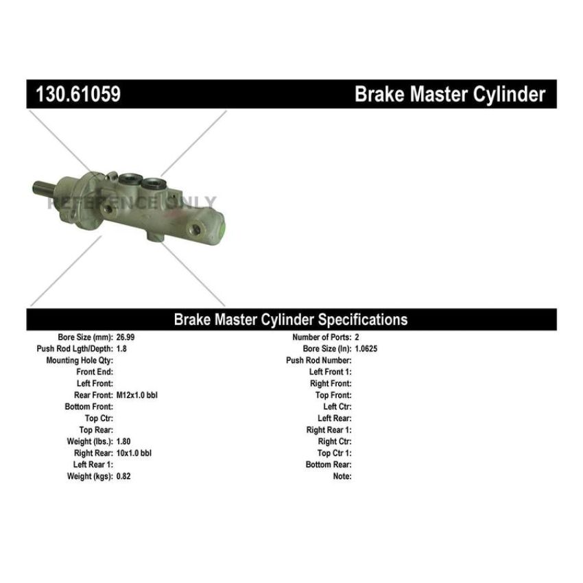 CENTRIC PARTS 130.61059 Centric Premium Brake Master Cylinder