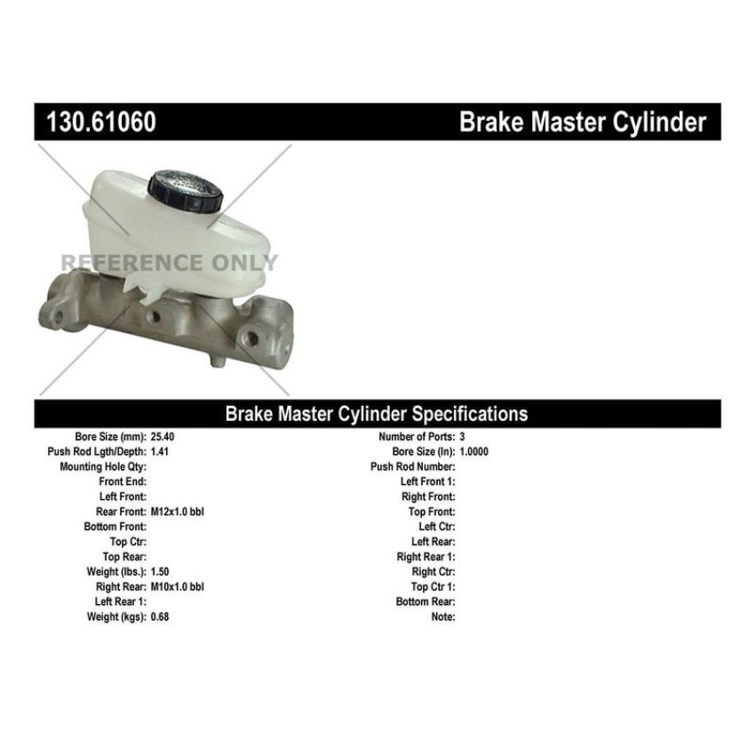 CENTRIC PARTS 130.61060 Centric Premium Brake Master Cylinder
