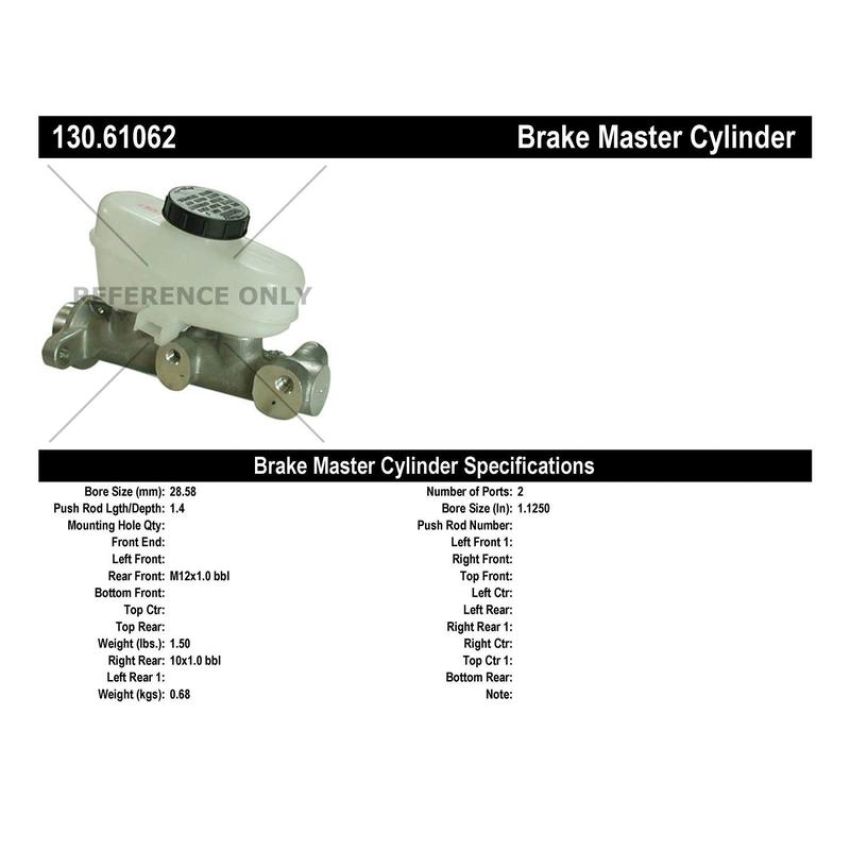 CENTRIC PARTS 130.61062 Centric Premium Brake Master Cylinder