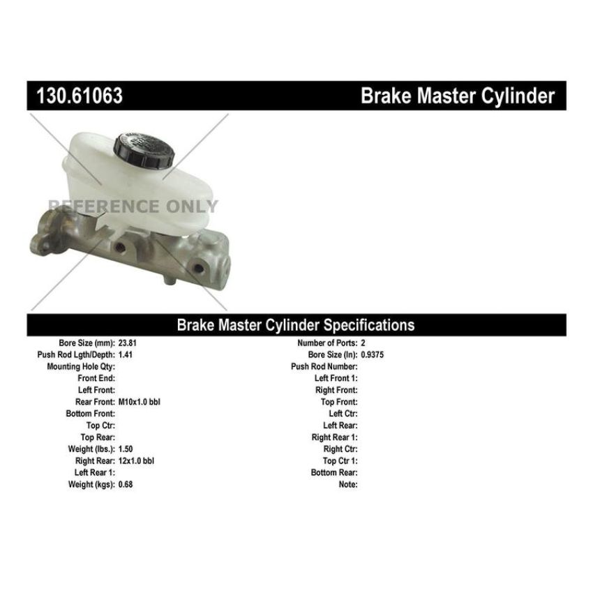 CENTRIC PARTS 130.61063 Centric Premium Brake Master Cylinder