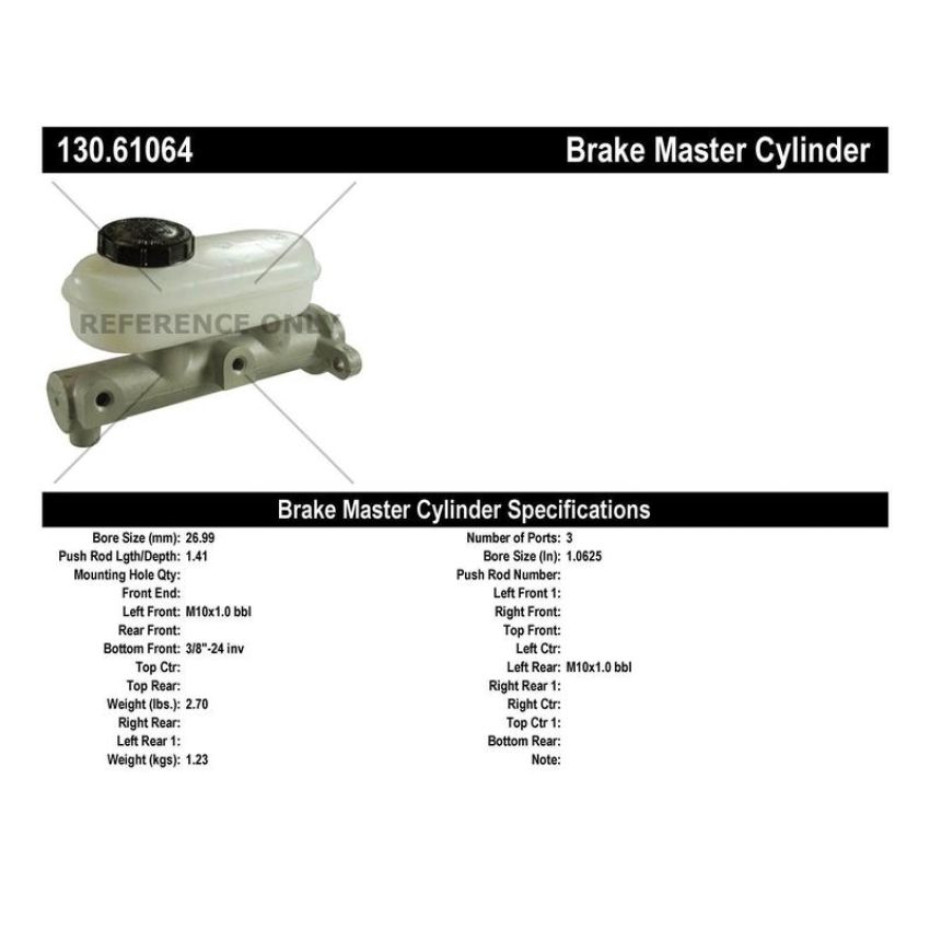 CENTRIC PARTS 130.61064 Centric Premium Brake Master Cylinder