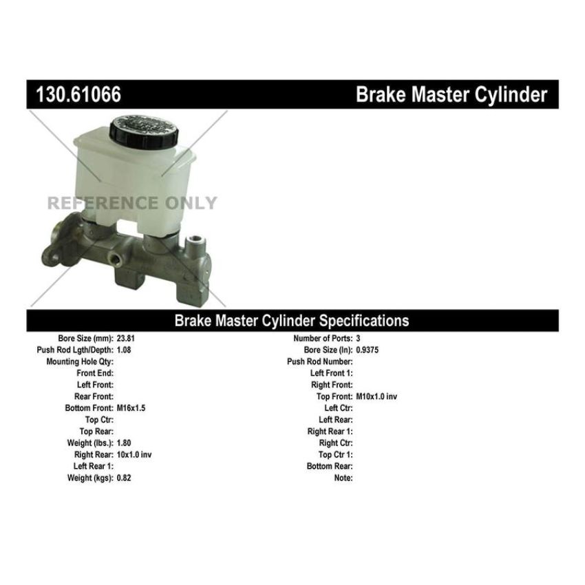 CENTRIC PARTS 130.61066 Centric Premium Brake Master Cylinder