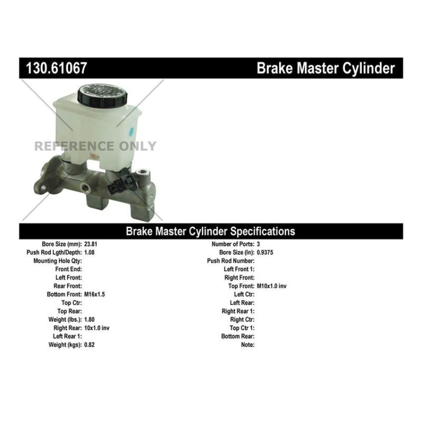 CENTRIC PARTS 130.61067 Centric Premium Brake Master Cylinder