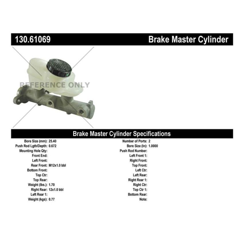 CENTRIC PARTS 130.61069 Centric Premium Brake Master Cylinder