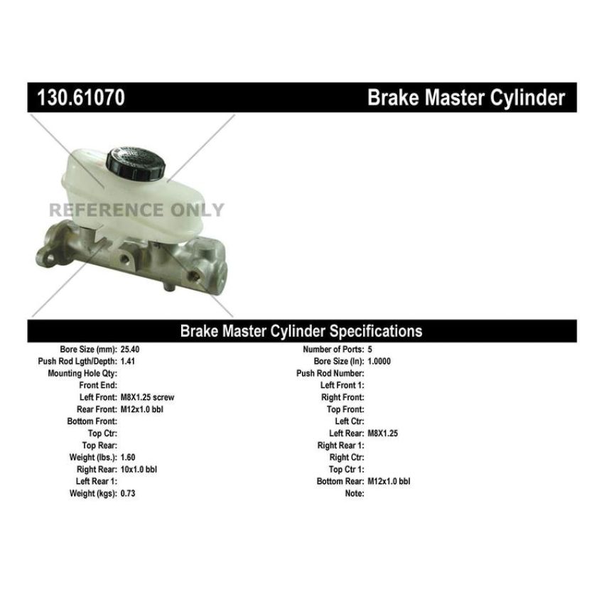 CENTRIC PARTS 130.61070 Centric Premium Brake Master Cylinder