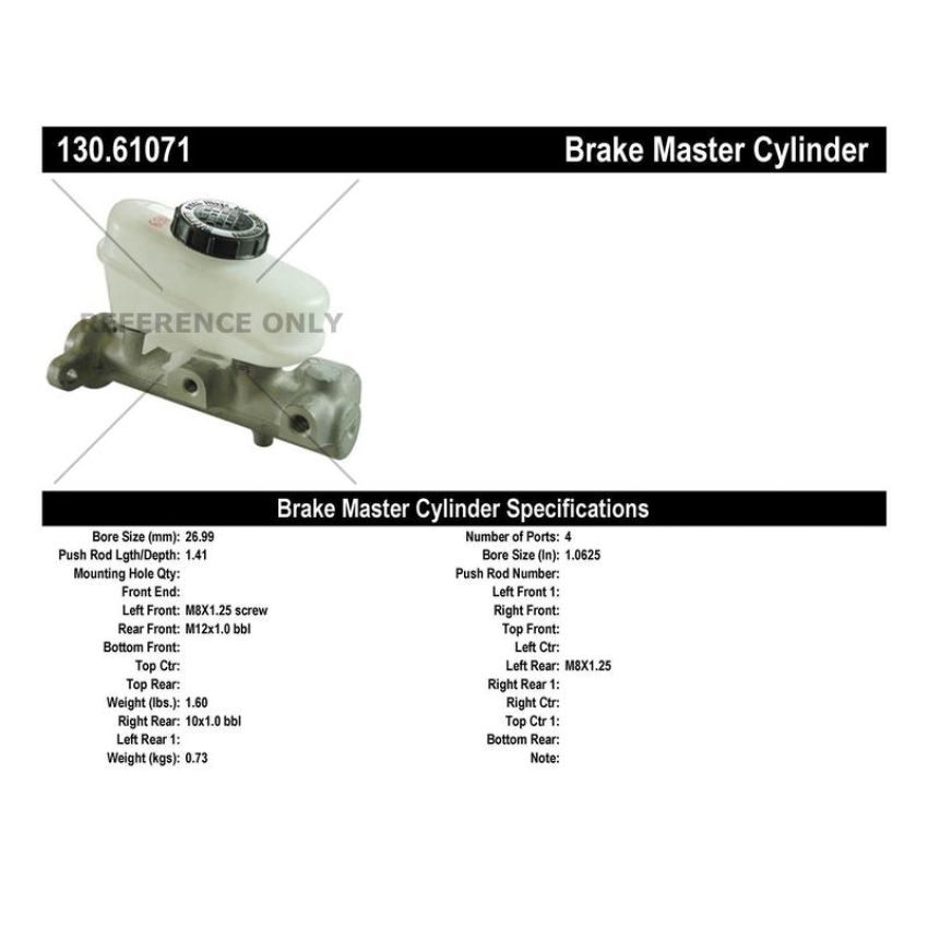 CENTRIC PARTS 130.61071 Centric Premium Brake Master Cylinder