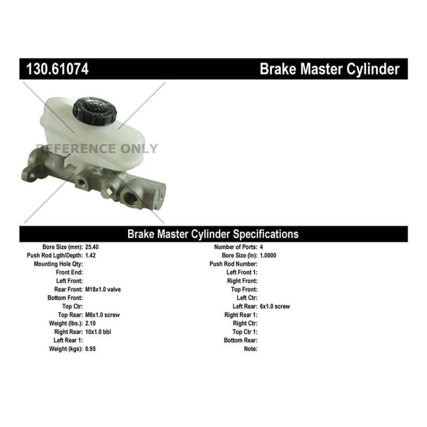 CENTRIC PARTS 130.61074 Centric Premium Brake Master Cylinder
