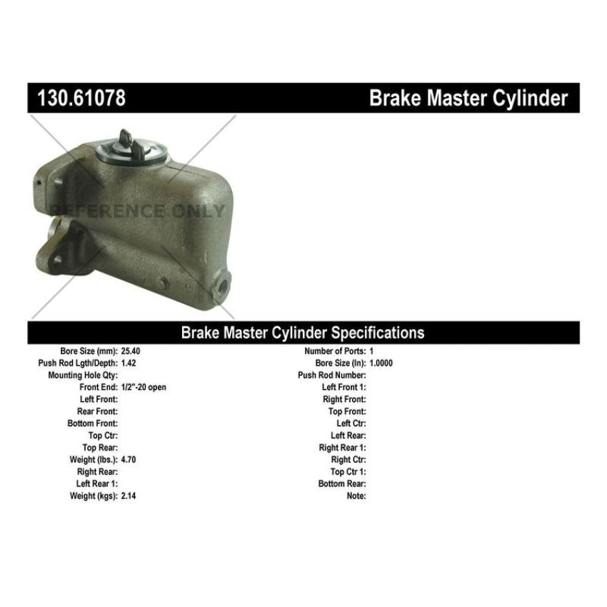 CENTRIC PARTS 130.61078 Centric Premium Brake Master Cylinder