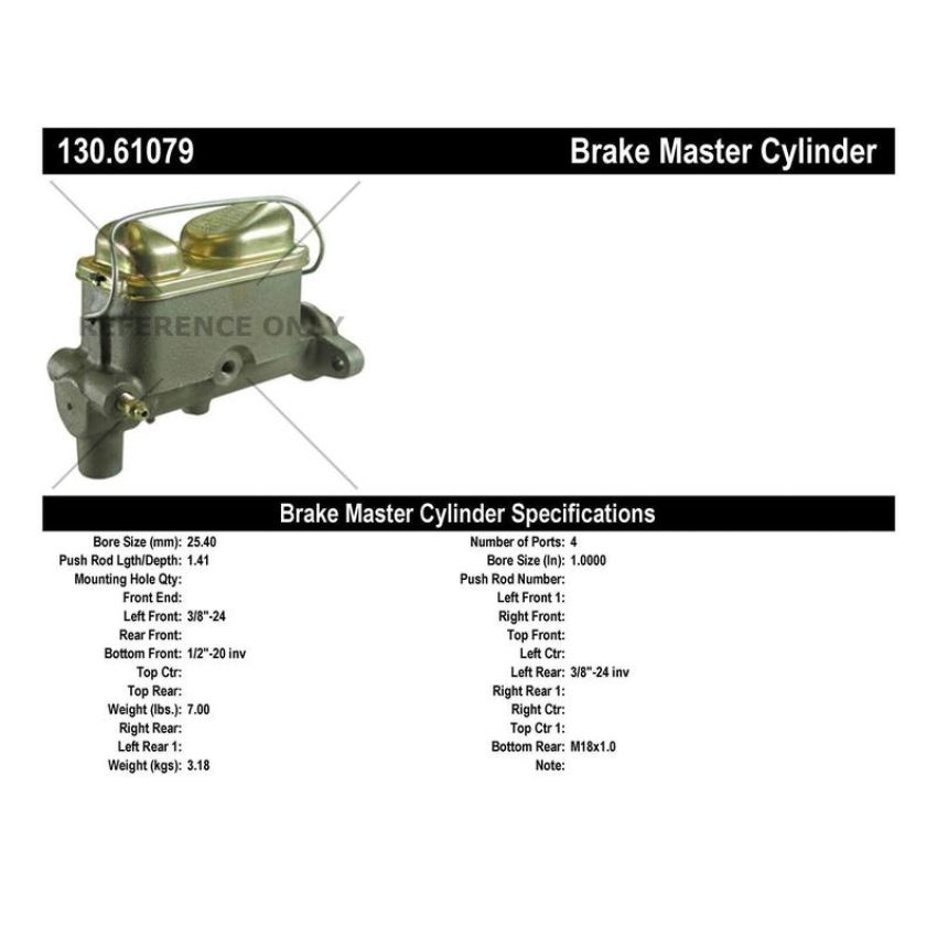 CENTRIC PARTS 130.61079 Centric Premium Brake Master Cylinder