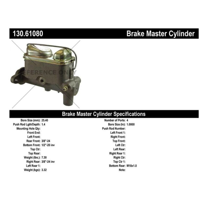 CENTRIC PARTS 130.61080 Centric Premium Brake Master Cylinder