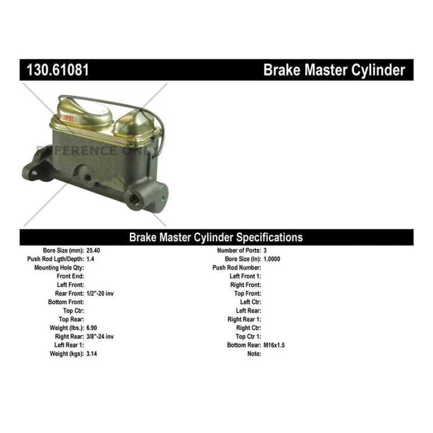 CENTRIC PARTS 130.61081 Centric Premium Brake Master Cylinder