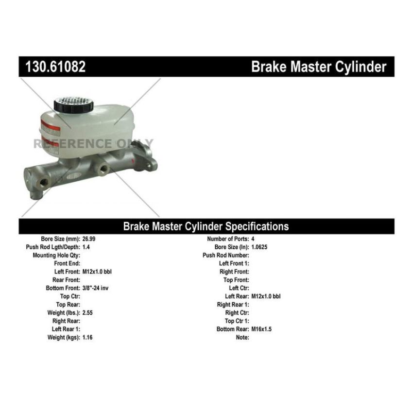 CENTRIC PARTS 130.61082 Centric Premium Brake Master Cylinder