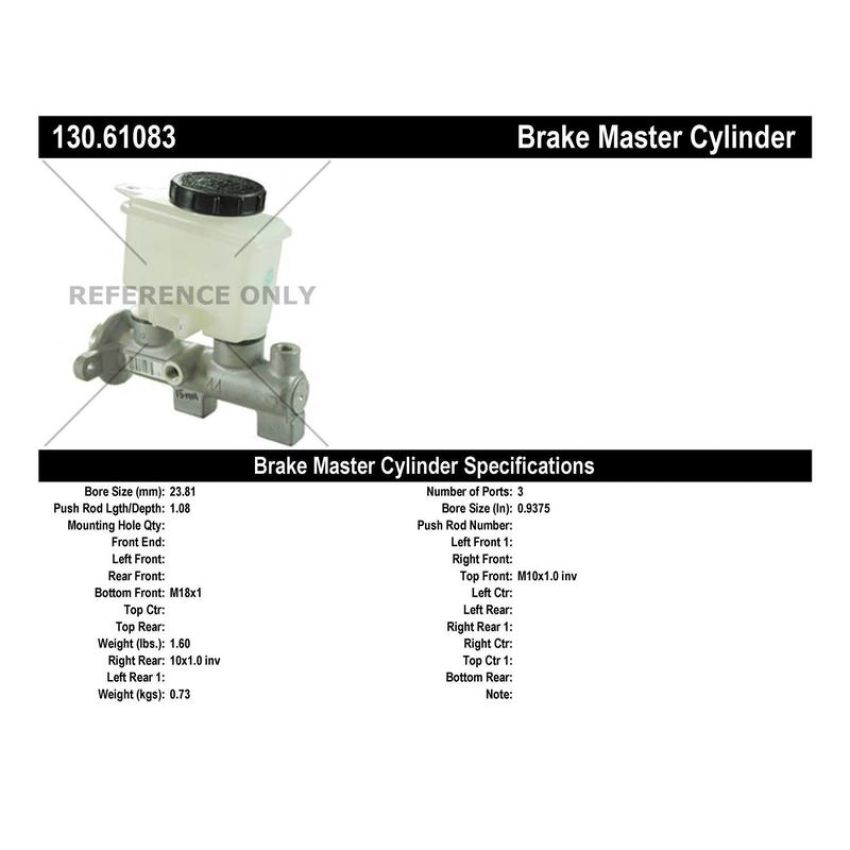 CENTRIC PARTS 130.61083 Centric Premium Brake Master Cylinder