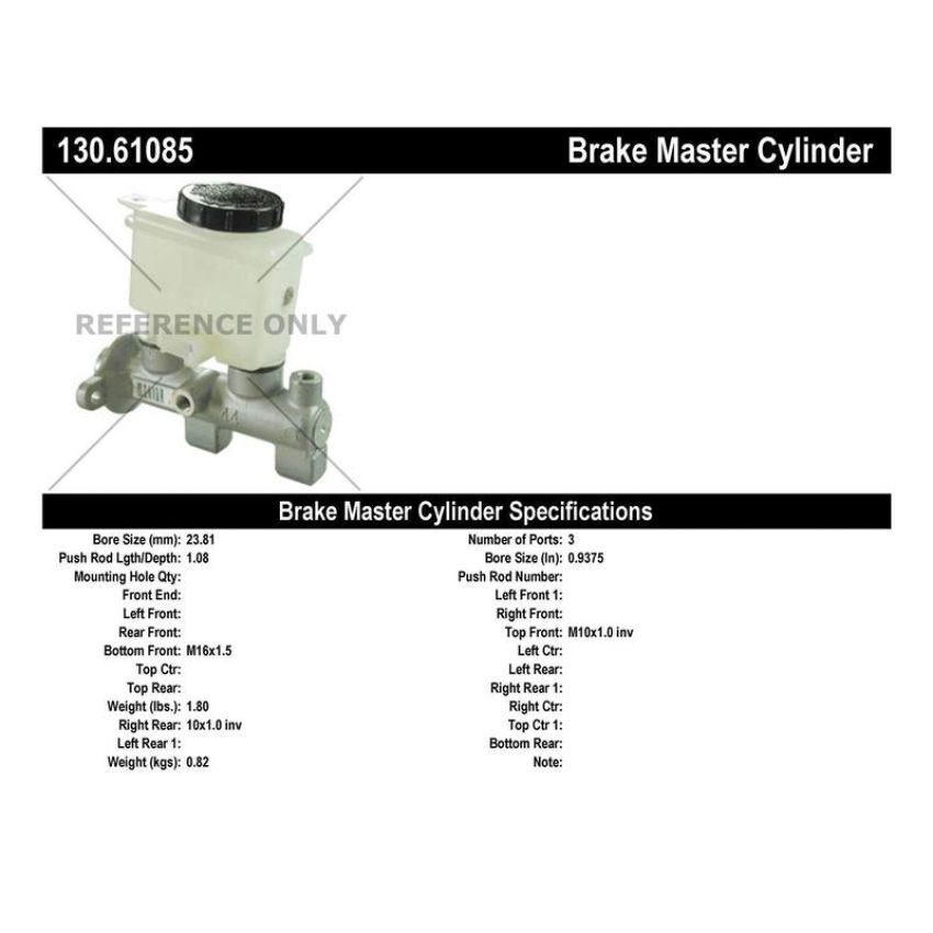 CENTRIC PARTS 130.61085 Centric Premium Brake Master Cylinder