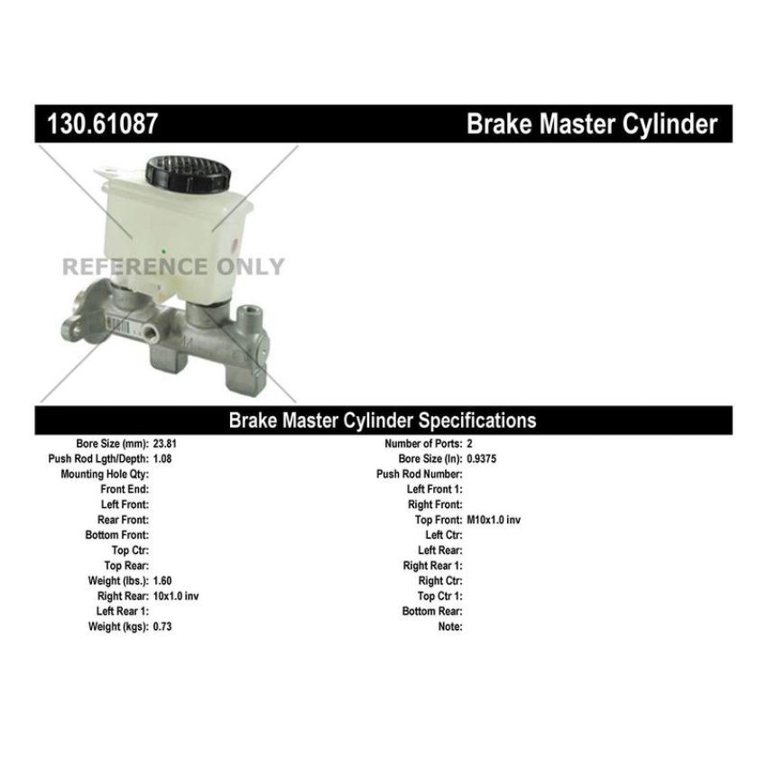 CENTRIC PARTS 130.61087 Centric Premium Brake Master Cylinder