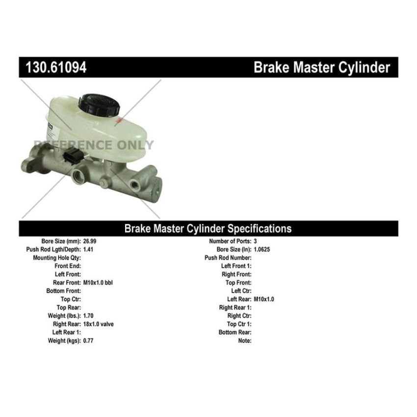 CENTRIC PARTS 130.61094 Centric Premium Brake Master Cylinder