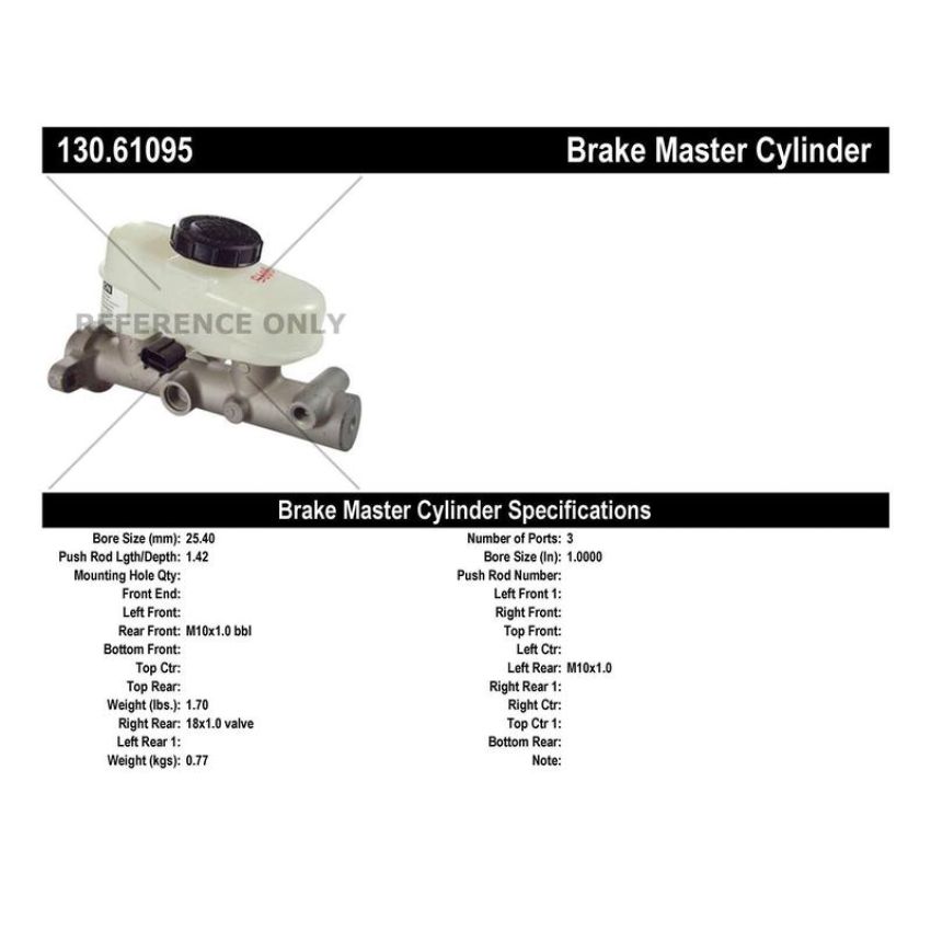 CENTRIC PARTS 130.61095 Centric Premium Brake Master Cylinder