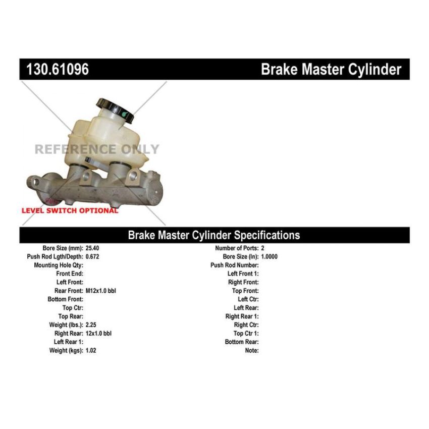 CENTRIC PARTS 130.61096 Centric Premium Brake Master Cylinder