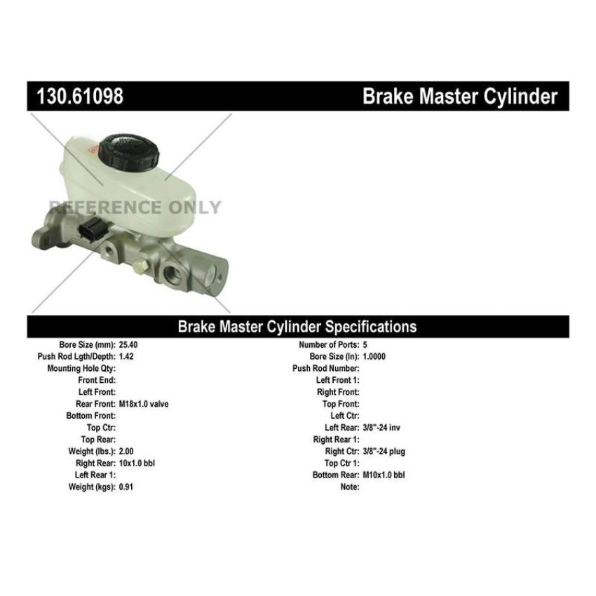 CENTRIC PARTS 130.61098 Centric Premium Brake Master Cylinder