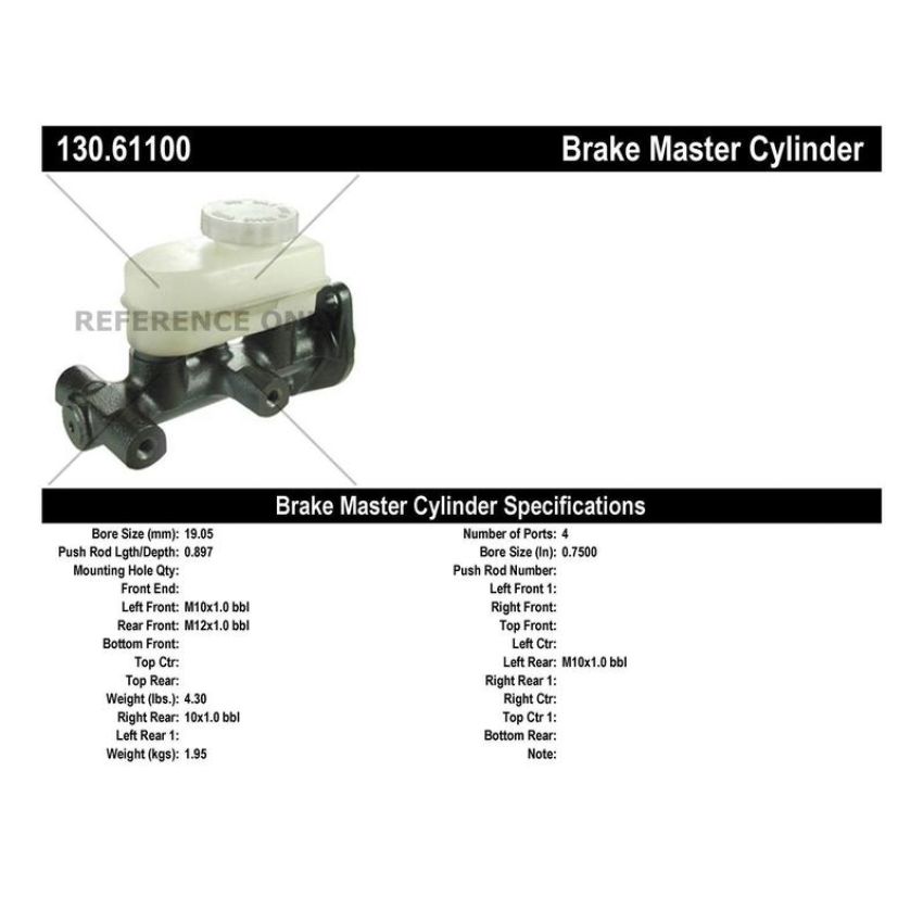 CENTRIC PARTS 130.61100 Centric Premium Brake Master Cylinder