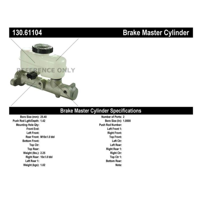 CENTRIC PARTS 130.61104 Centric Premium Brake Master Cylinder