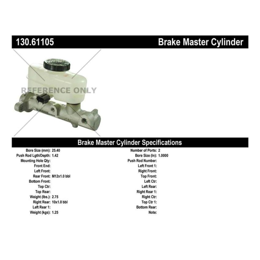 CENTRIC PARTS 130.61105 Centric Premium Brake Master Cylinder