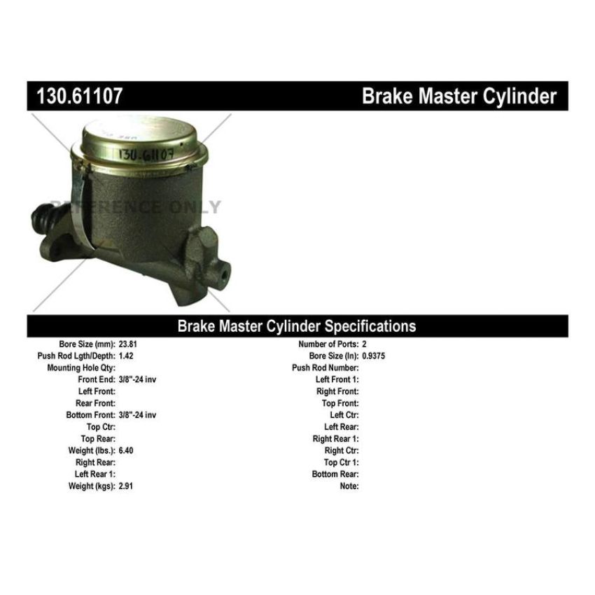 CENTRIC PARTS 130.61107 Centric Premium Brake Master Cylinder