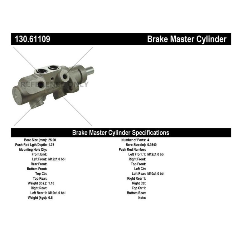 CENTRIC PARTS 130.61109 Centric Premium Brake Master Cylinder