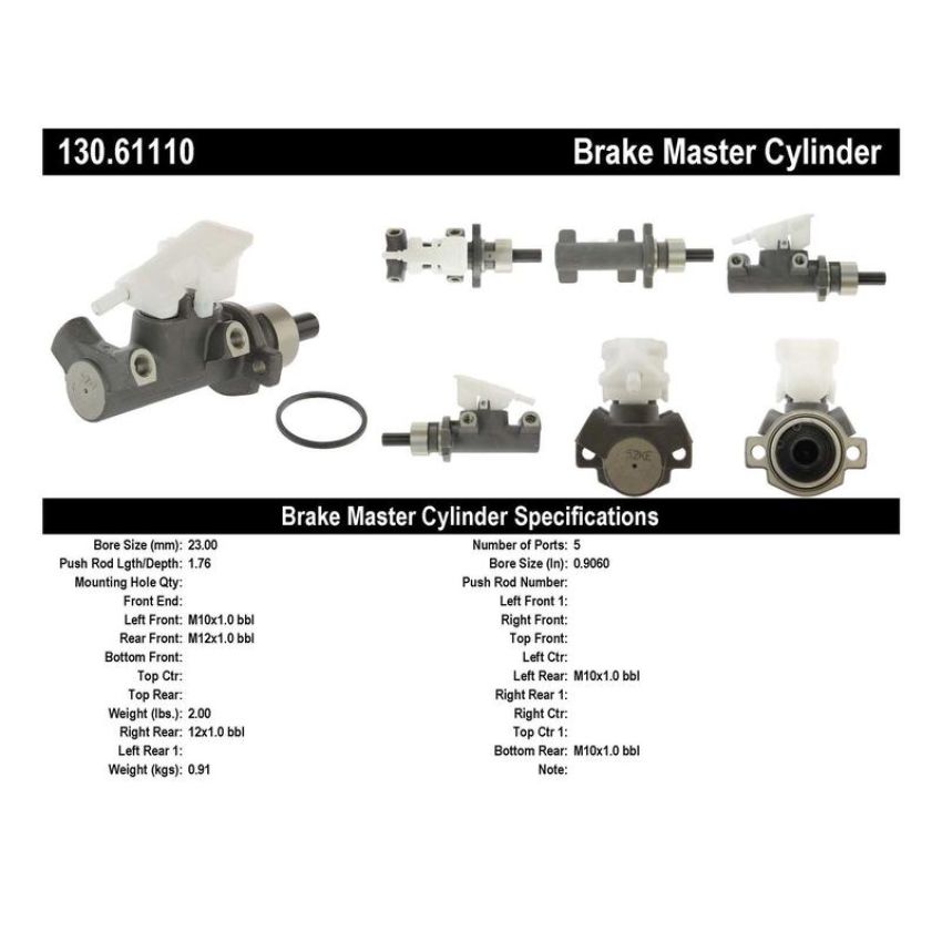 CENTRIC PARTS 130.61110 Centric Premium Brake Master Cylinder