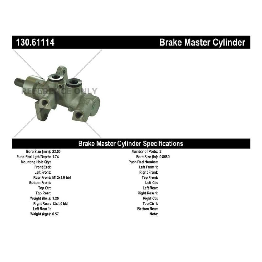 CENTRIC PARTS 130.61114 Centric Premium Brake Master Cylinder