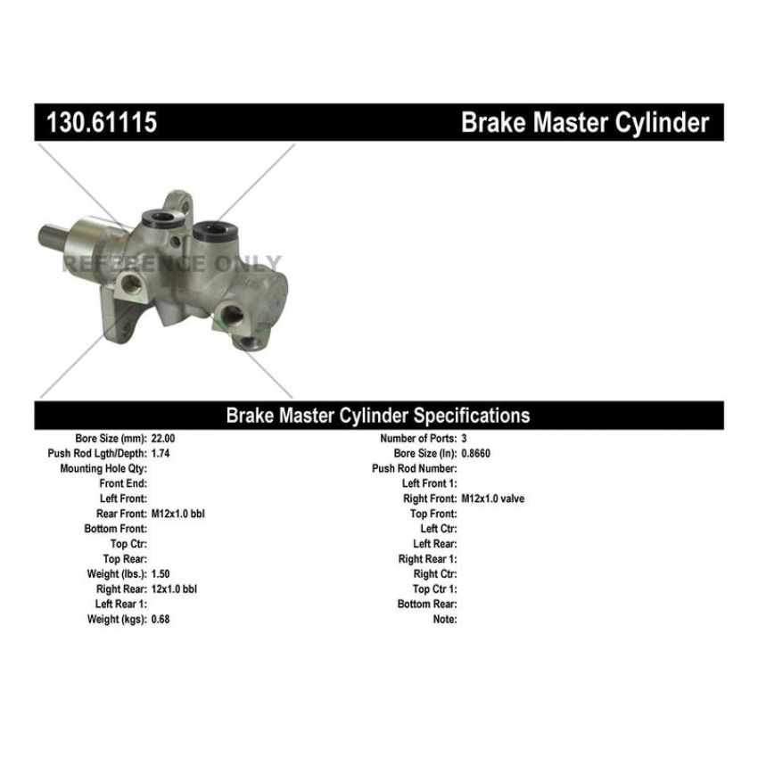 CENTRIC PARTS 130.61115 Centric Premium Brake Master Cylinder