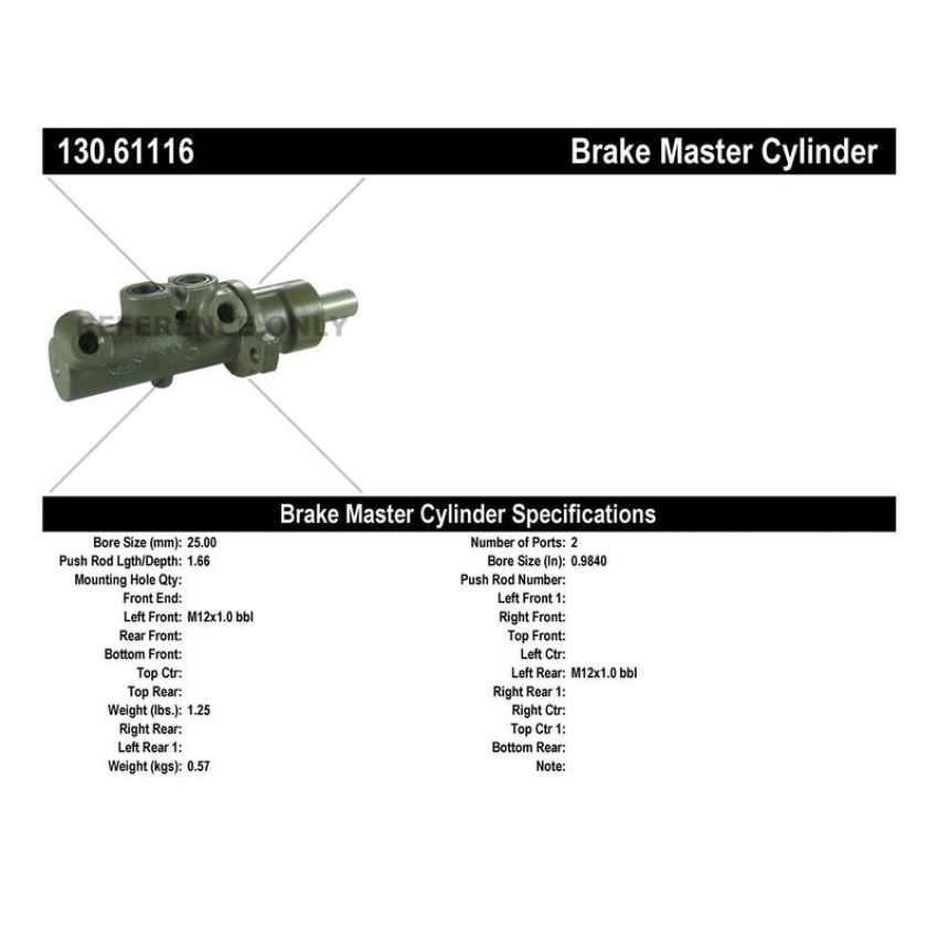 CENTRIC PARTS 130.61116 Centric Premium Brake Master Cylinder