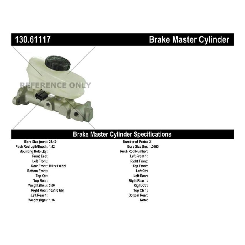 CENTRIC PARTS 130.61117 Centric Premium Brake Master Cylinder