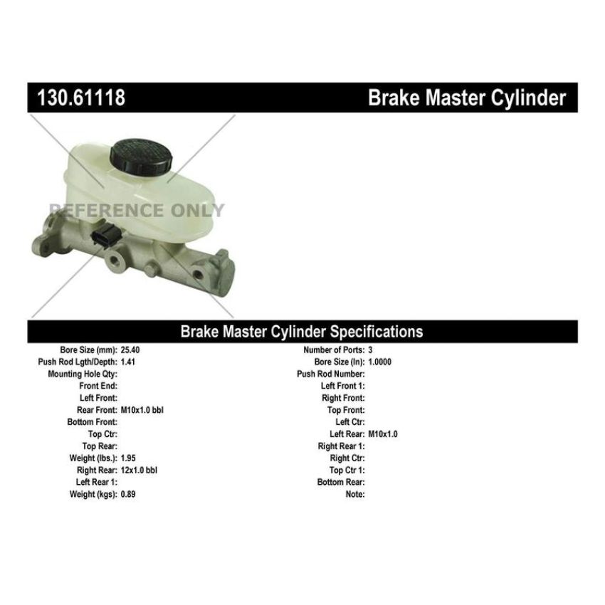 CENTRIC PARTS 130.61118 Centric Premium Brake Master Cylinder
