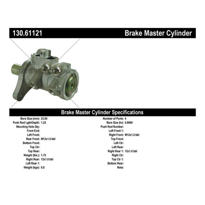 CENTRIC PARTS 130.61121 Centric Premium Brake Master Cylinder
