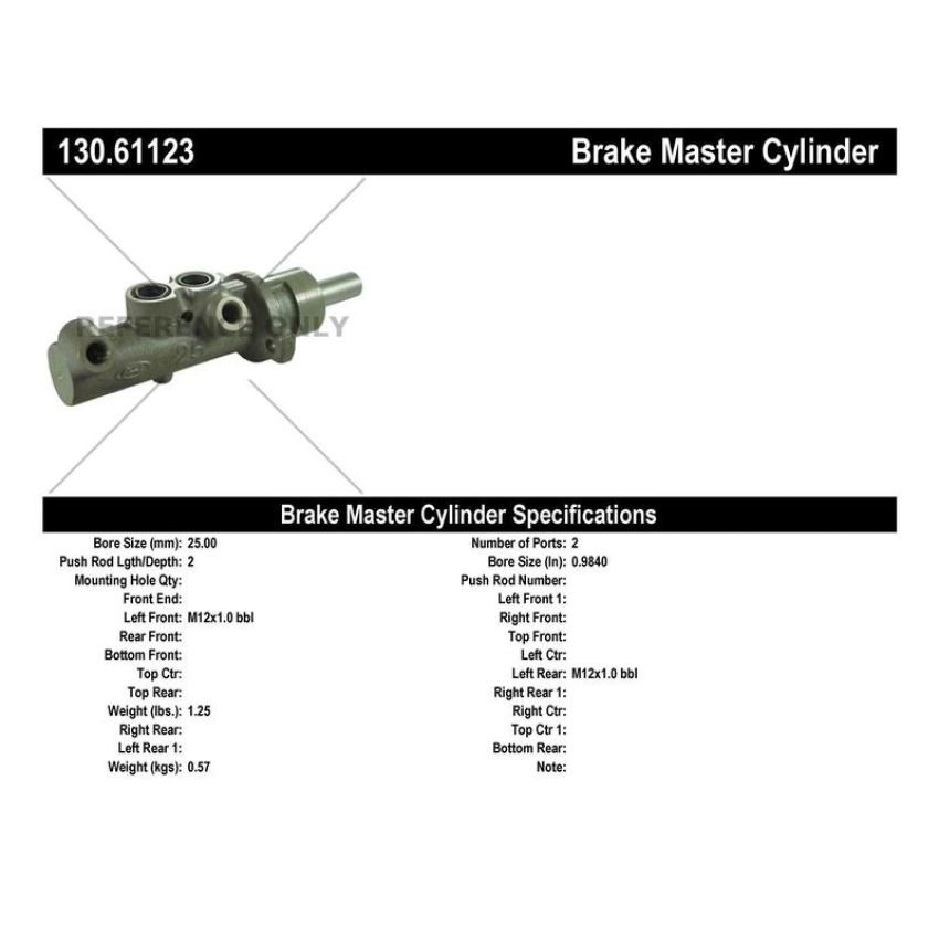 CENTRIC PARTS 130.61123 Centric Premium Brake Master Cylinder