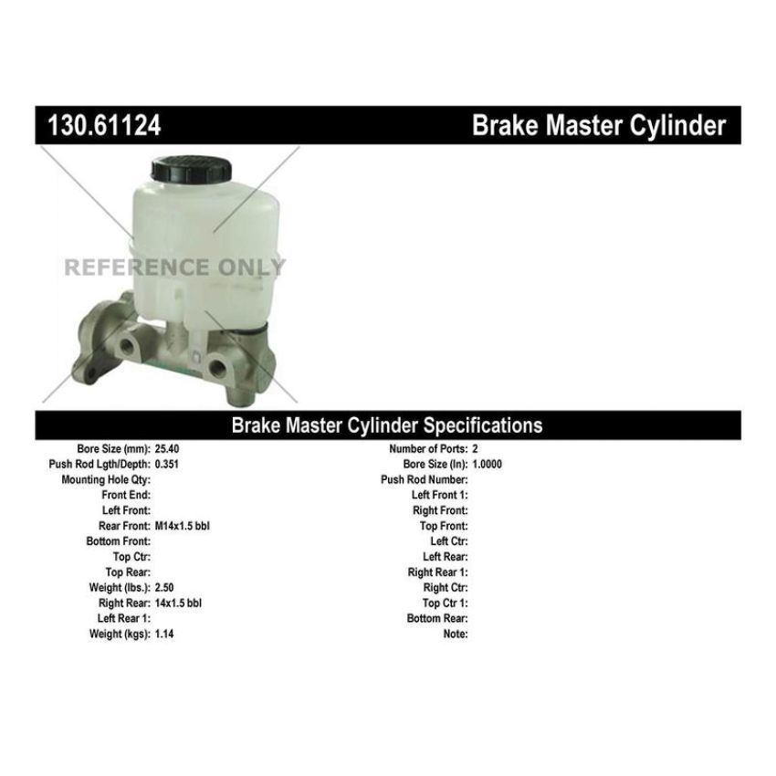 CENTRIC PARTS 130.61124 Centric Premium Brake Master Cylinder